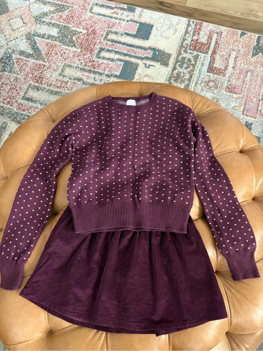 Skirt and matching sweater.